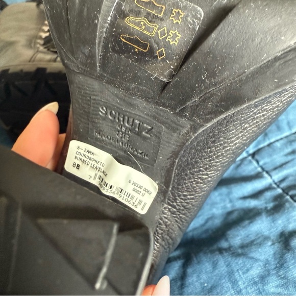 SCHUTZ Black Leather Lace-Up Ankle Booties - Picture 6 of 8